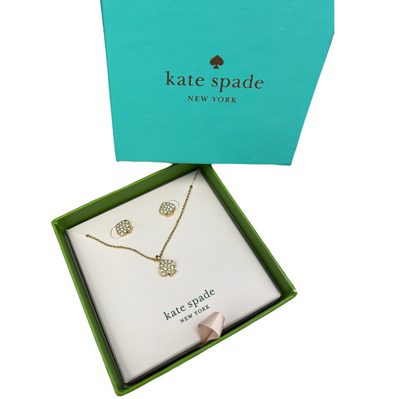 NEW Kate Spade signature spade pave pendant and studs boxed set - Picture 2 of 4